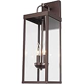 Diyel Outdoor Wall Sconce Light, 20 Inch Tall Transitional Exterior Wall Lighting with Clear Glass, Modern Outside Bronze Car