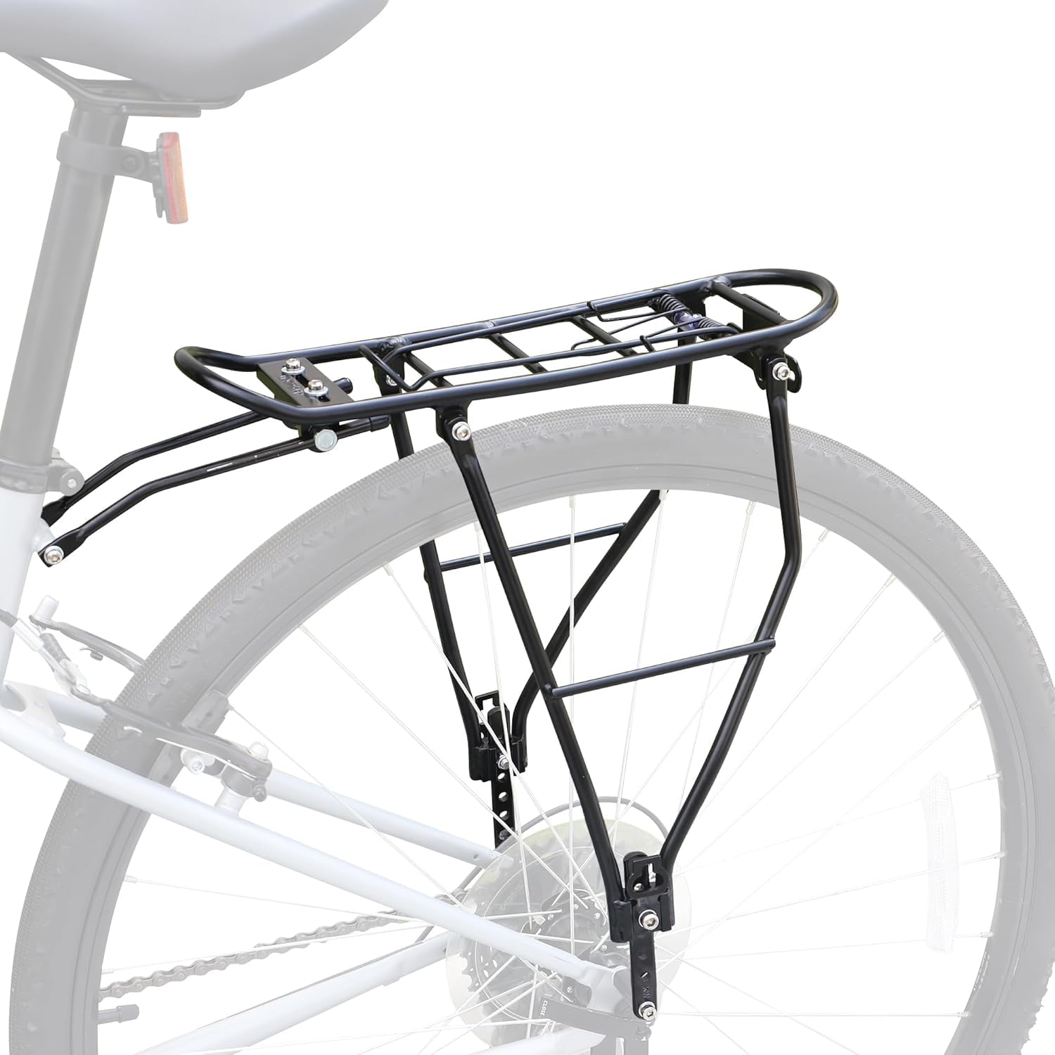 GRELiving Bicycle Pannier Rack, Adjustable Pannier Rack, Touring Pannier Rack, Rear Bicycle Pannier Rack Fits 24-28 Inches/700c Road Bikes, MTB, City
