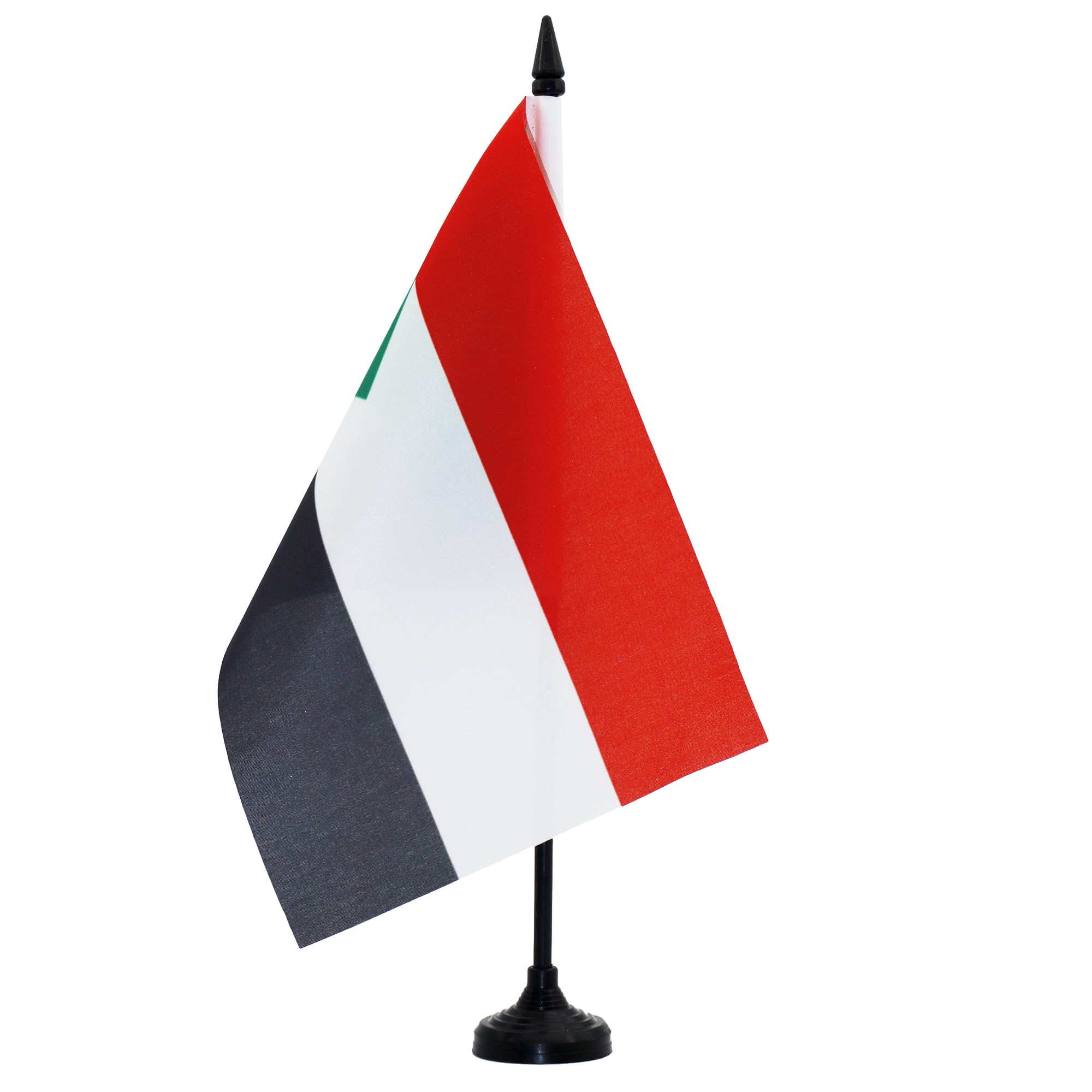 AZ FLAG Sudan Table Flag 5'' x 8'' - Sudanese Office Decoration 100% Polyester 21 x 14 cm - Mini Desk Flag with Pole and Black Plastic Base