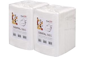 OneMed White Dental Bibs 100 PCS 13"x18" Waterproof Disposable Dental Bibs 3 Ply for Tattoo Studios Nail Salons Dentist Clini