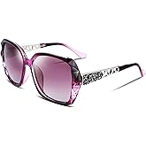 FEISEDY Polarized Women Square Sunglasses Sparkling Composite Shiny Frame B2289