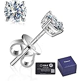 Kosuwo Moissanite Stud Earrings 2.0CT D Color,GRA 925 Sterling Silver Earrings for Men 18K White Gold Plating Earrings for Women,wedding earrings