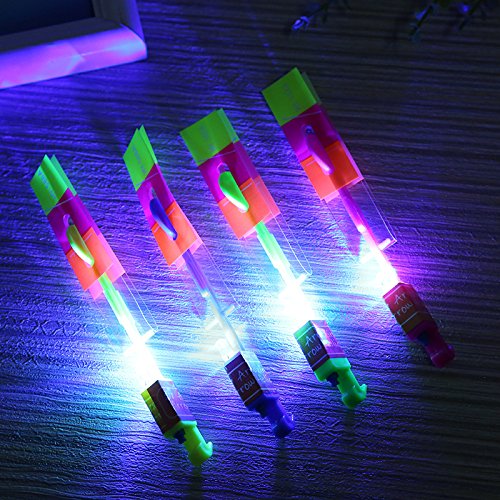 Fulgamo Amazing Arrow Rocket Helicopter With LED Light.Flying Toy with Elastic Powered Slingshot-20Pack - Thumbnail 2