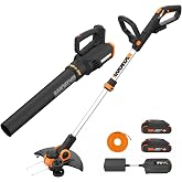 WORX 20V 12" Cordless String Trimmer &amp; 360CFM Leaf Blower Kit, WG928 | Electric Weed Wacker with Command Feed, Blower with Speed Control, 2 x 2.0Ah Batteries &amp; Charger Included, PowerShare
