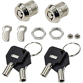Tubular Cam Lock, Chrome Finish, 2 Keys, 2Pcs | Keyed Alike Cabinet Lock, Security Drawer Lock, For Furniture, 10mm Cylinder Length