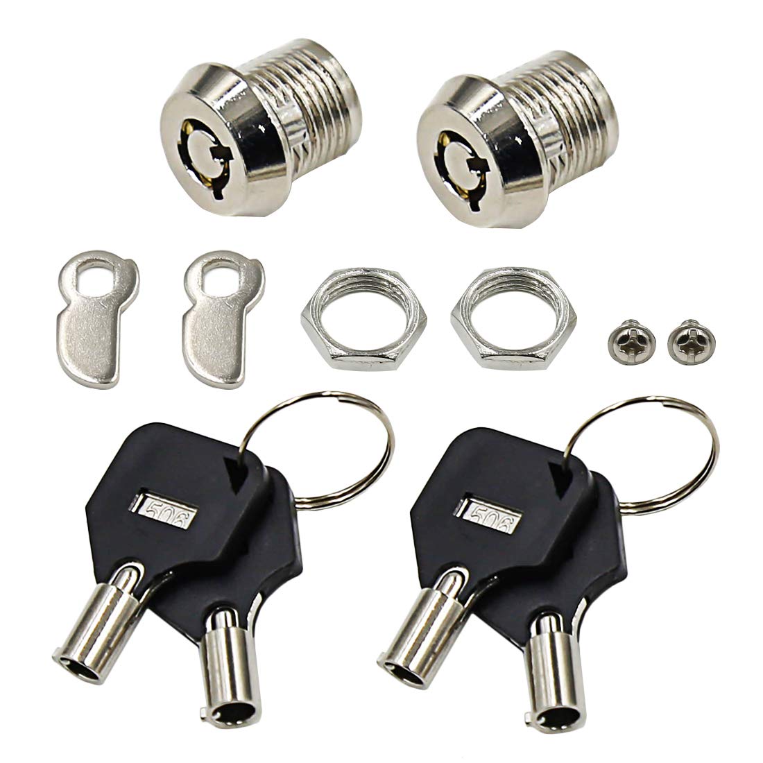 Photo 1 of LC LICTOP Tubular Cam Cylinder Lock Chrome Finish with 2 Keys Security Cabinet Cam Locks Keyed Alike Furniture Drawer Lock 2Pcs