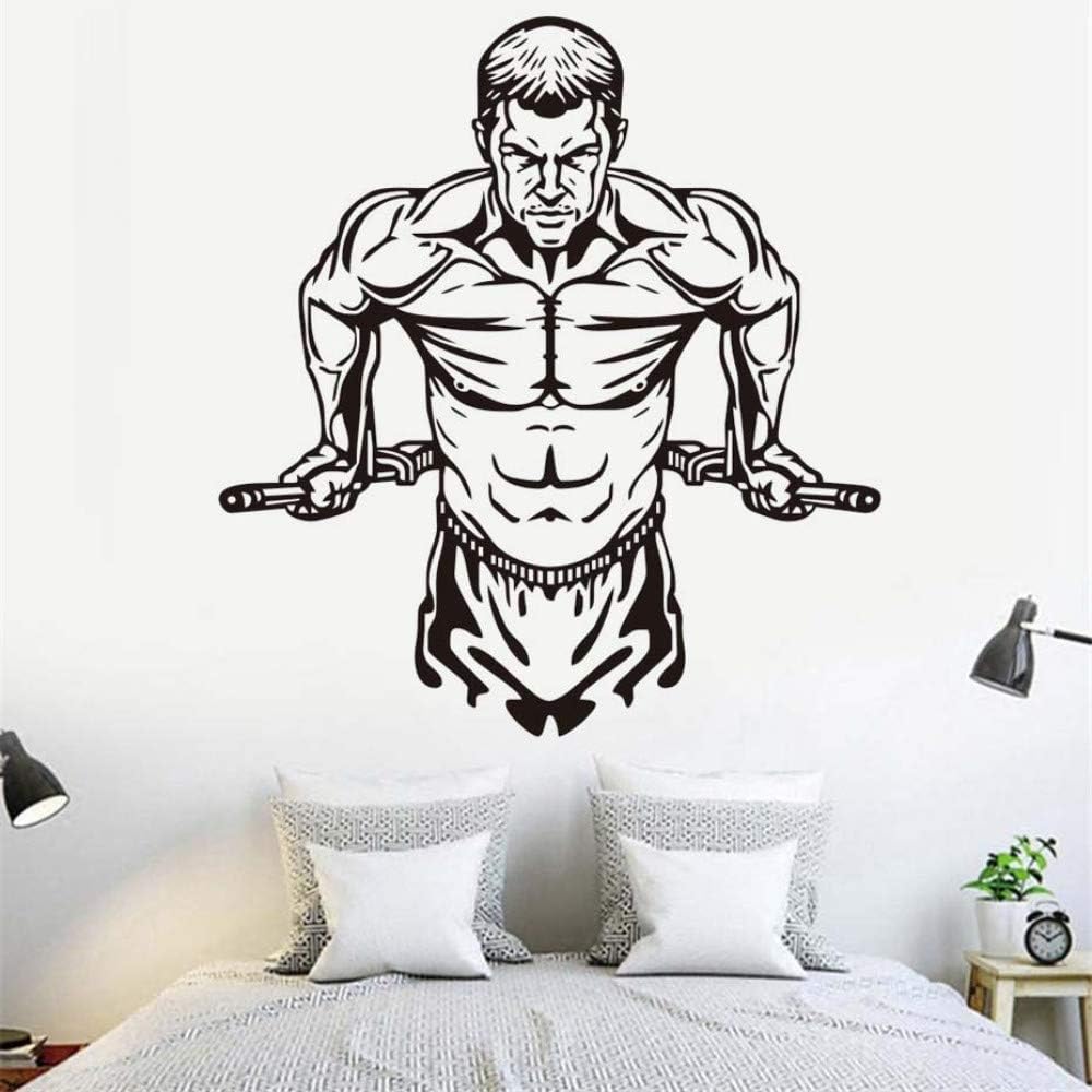 lyclff Workout Gym Fitness Wall Stickers Vinyl Adhesive Strong Man Wall Decals Waterproof Art Mural Living Room Home Decoration