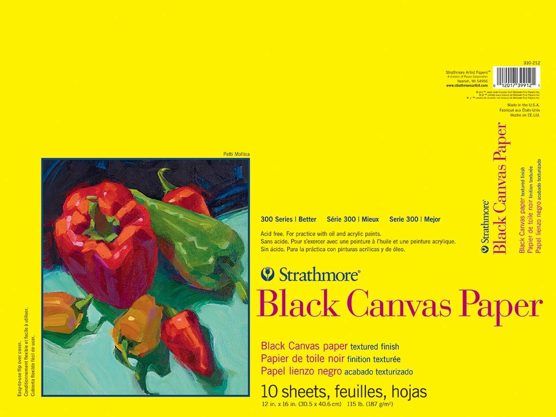 Strathmore (310-212) 300 Series Black Canvas Pad, 12"x16", 10 Sheets