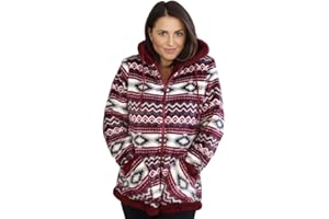 TrailCrest Ladies Smart Plush Sherpa Lined Hooded Sweater Jacket, Zip Up Classic