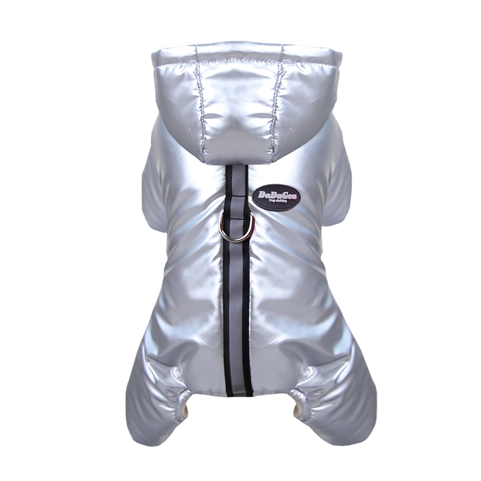 Izefia Dog Coat Windproof Jacket Cold Weather Coats 4 Legs Warm Jumpsuit Winter Thick Clothes Snow Proof Cotton Coat for Small Dog Medium Cat Silver S