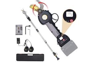 T TOVIA Cordless Pruning Shears, Brushless Electric Pruner with 6.2 Feet Foldable Extension Pole, 2Pcs 16.8V 4.5Ah Lithium Battery, Drop-Forged Alloy Steel Dual-Action Blades, 1.2'' Cutting Diameter