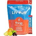 LivPur Nutrition Energy Supplement Powder | Supports Focus & Mental Clarity | Slow-Absorbing, Natural Caffeine, Jitter-Free Energy | Vitamins B12 & C | NSF Certified for Sport | Fruit Punch, 15 Sticks
