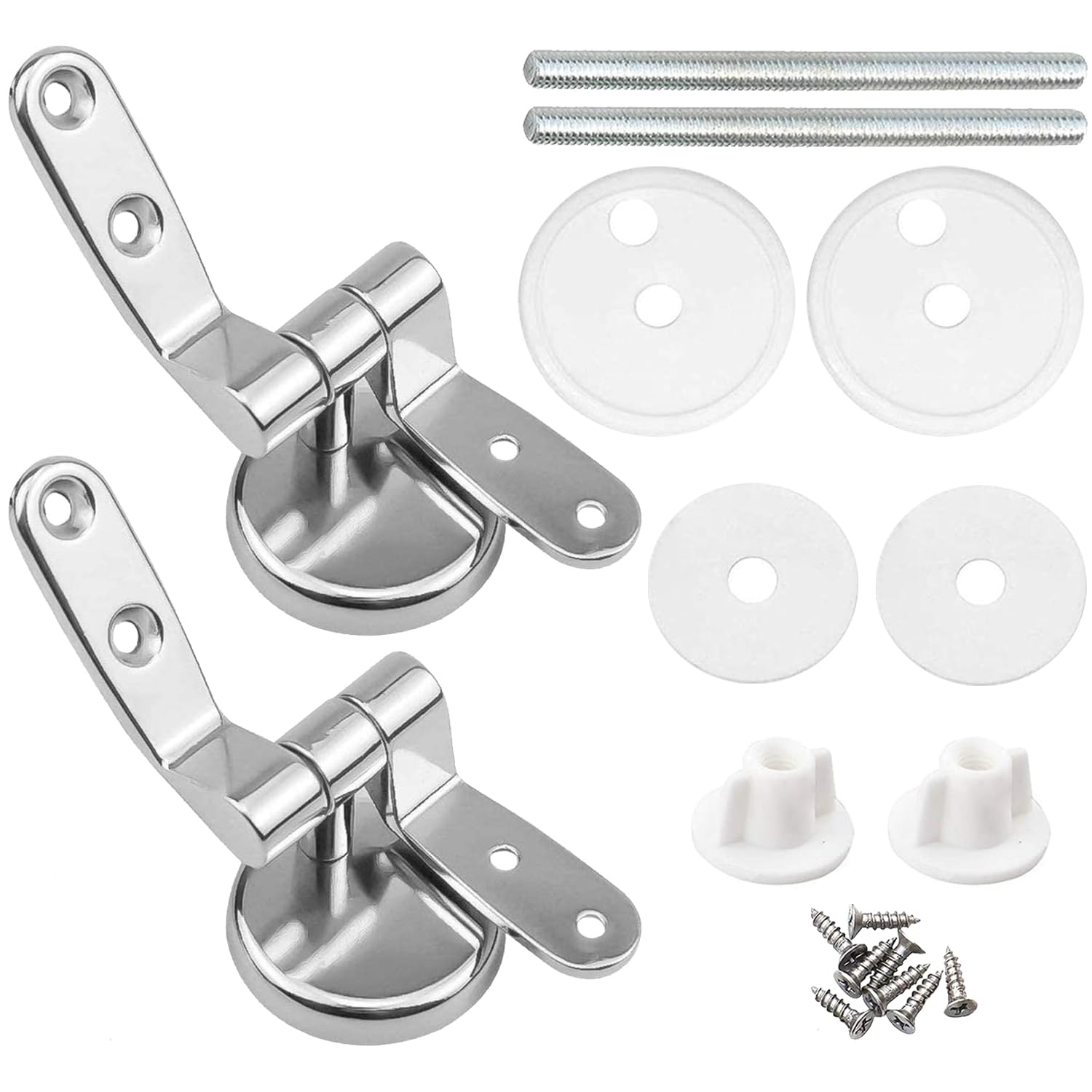 ZFYQ Replacement Toilet Seat Fittings, Zinc Alloy Toilet Seat Hinges Replacement for Wood, Resin, MDF, Including Fittings