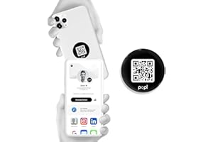 Popl Dot Digital Business Card for Back of Phone - Instantly Share Contact Info, Social Media, Payment, Apps & More - for iPhone and Android - Features NFC Tap & QR Scan - PopCode (Advanced QR)