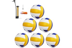 Magicorange Volleyball, 6 Pack Official Size 5 Volleyballs- PU Leather Indoor Outdoor Soft Touch Recreational Volleyballs for Beach Play, Game,Gym,Training -Includes Ball Pump
