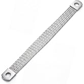Chumia 1 Pcs 12 Inch 4 Gauge Ground Strap Automotive, Silver | Braided Engine Grounding Wire for Car, Vehicle Bonding Strap, Battery Negative Cable, Stud Size 1/3'' for Most Cars Motor