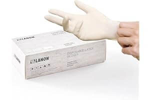LANON PROTECTION LANON 5 mil Latex Disposable Gloves, Food-Contact Grade, Powder-Free, Fully Textured, White, Medium