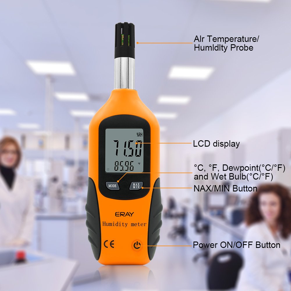 ERAY Psychrometer Hygrometer Thermometer Digital Handheld Temperature