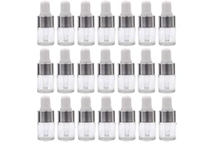 ConStore 50pcs Clear Glass Dropper Bottles Mini Essential Oil Vials with Glass Eye Dropper Empty Cosmetic Lotion Sample Bottles Refillable DIY Cosmetic Container Liquid Perfume (2ml)