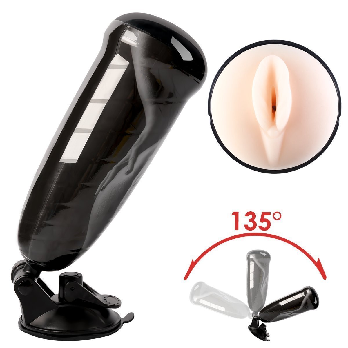 ZEMALIA Jessica Masturbateur Homme Masculin Vagin Mains Libres Built-in Réaliste Masturbation Coupe 135 °Avec Puissant Ventouse (promu)