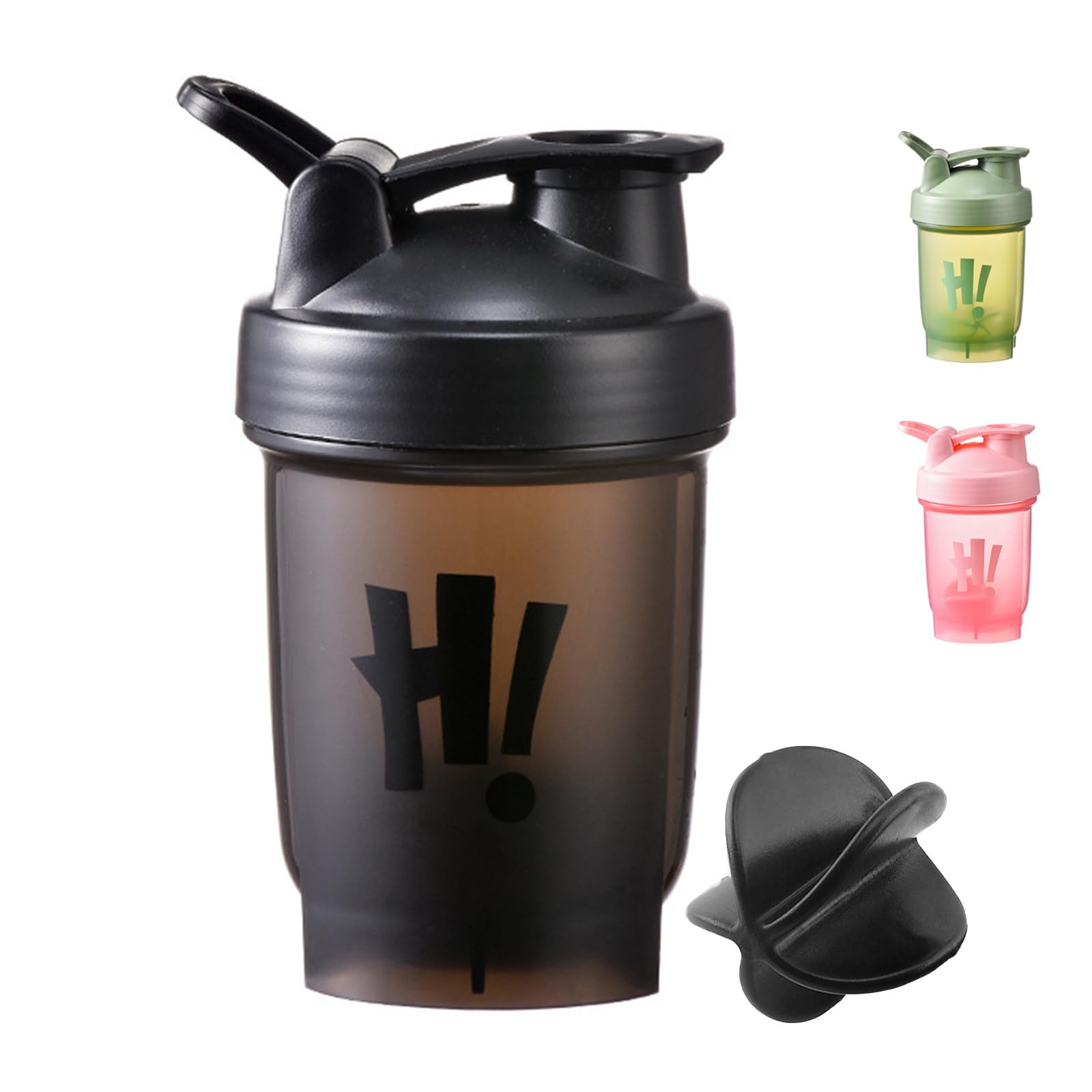 chongning Protein Shaker Bottle with Mixing Ball, 350ml Protein Powder Shaker Bottle, Leakproof Flip On Lid, Sports Gym Supplement Shaker Cup, Mini Water Bottle for Protein Shakes, BPA Free (Black)