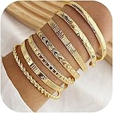 Long tiantian Gold Bangles for Women Stackable Layered Bangle Bracelets Chunky Bracelet Stack Set Gold Bangle Cuff Trendy Jewelry India Birthday Gift for Women