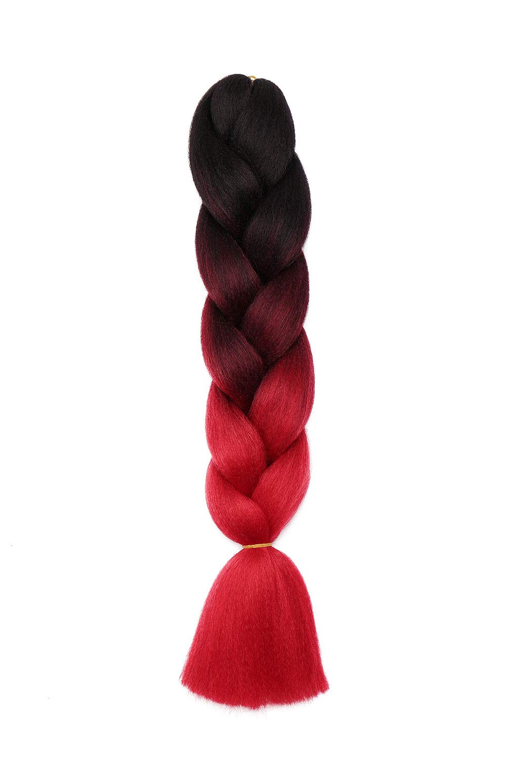 Two Tones Women 24inch Jumbo Braids Hair Afro Crochet Twist Braiding Bulk Hair Style 1 Bundle/100g Fiber Hair Extensions - Black to Wine Red to Red