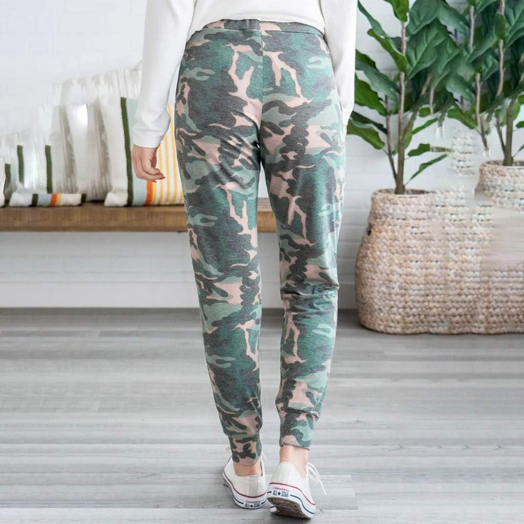 VEZAD Store Womens Harem Pants Leopard Print Elastic Waist Pocket Bandage High Waist Trousers: Clothing