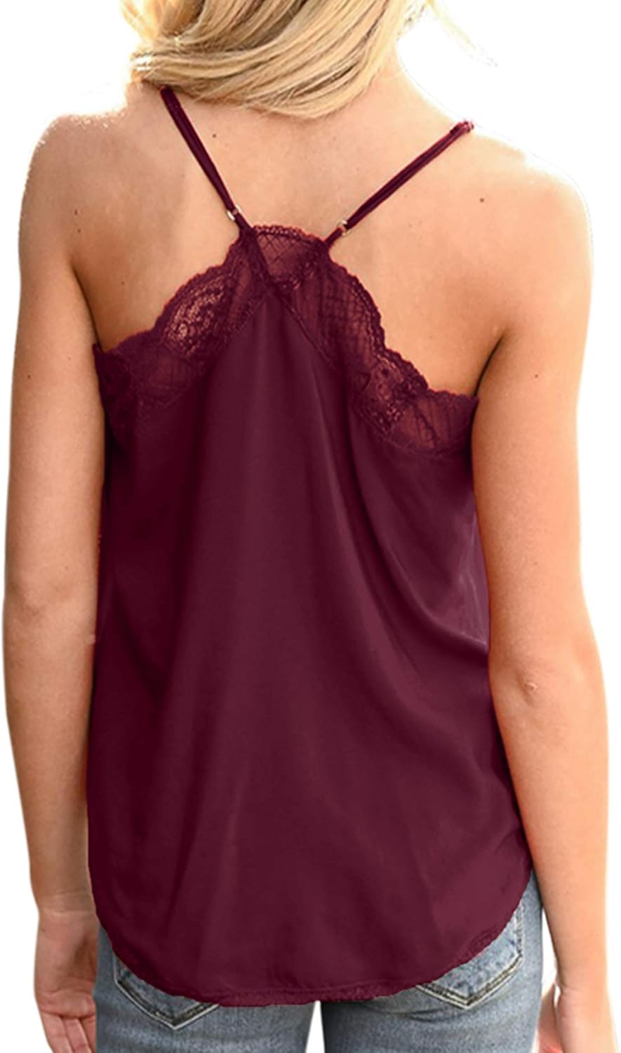 Happy Sailed Women Halter Tank Tops Lace Crochet V Neck Strappy Loose Camisole Vests Shirt at  Women’s Clothing store