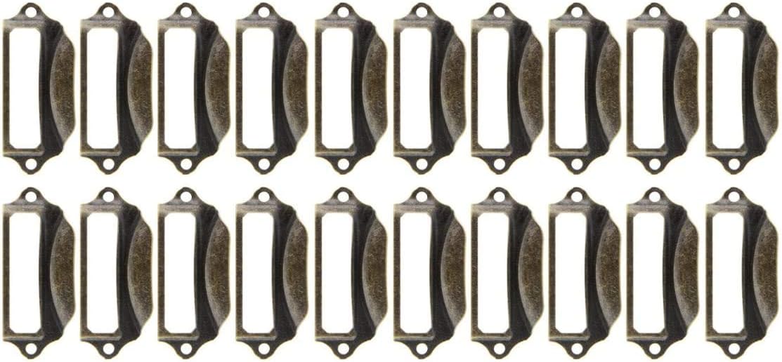 Namvo Pack of 20 Label Holder Pull Handles, Vintage Iron Label Frame Drawer Knobs for Cabinet Cupboard with Screws Bronze Tone 90x40mm