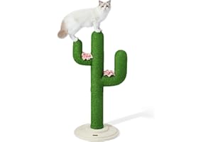 VETRESKA Cat Scratching Post, Cactus Scratch Posts for Indoor Adult Cats Kittens, 41.3 Inches Large Sisal Cat Scratcher, Extra Large Sisal Cat Scratcher, Durable Cat Scratch Tree for Active Cats
