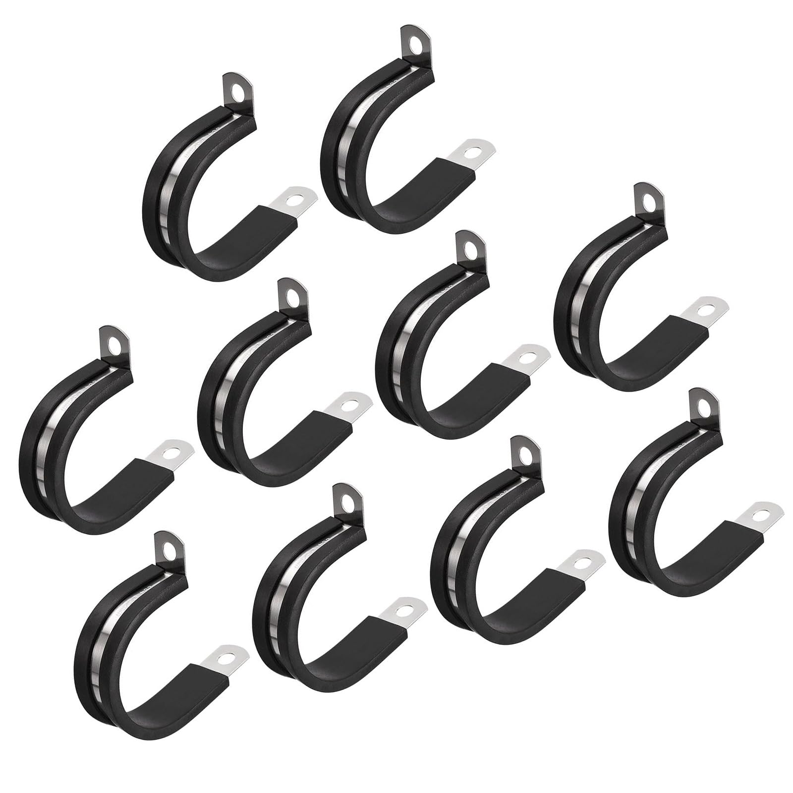 MACHSWON 20Pcs 1-1/4 Inch(32mm) Cable Clamp, Rubber Cushioned Insulated Clamp 304 Stainless Steel R Shape Bracket Metal Pipe Clamp Tube Holder for Wire Hose Tube