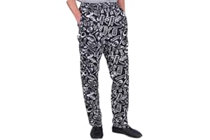 UEAUY Men's and Women's Chef Pants Kitchen Uniforms with Elastic Waist Restaurant Work Pants