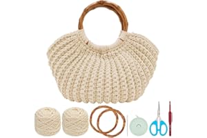 ACRNIGHEET Crochet Bag Kit for Adults Oat Colored Handbag Crochet Kit for Beginners Tote Bag Starters Set DIY Craft Making Kit with Step-by-Step Instructions and Video Guidance
