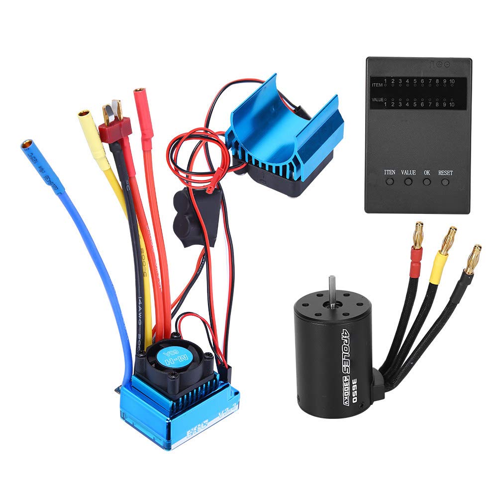 VGEBY Brushless Motor Combo 3650 4300KV Motor + ESC Electronic Speed Controller + Heat Sink Programming Board Set Suitable for RC Cars 1/10(620A