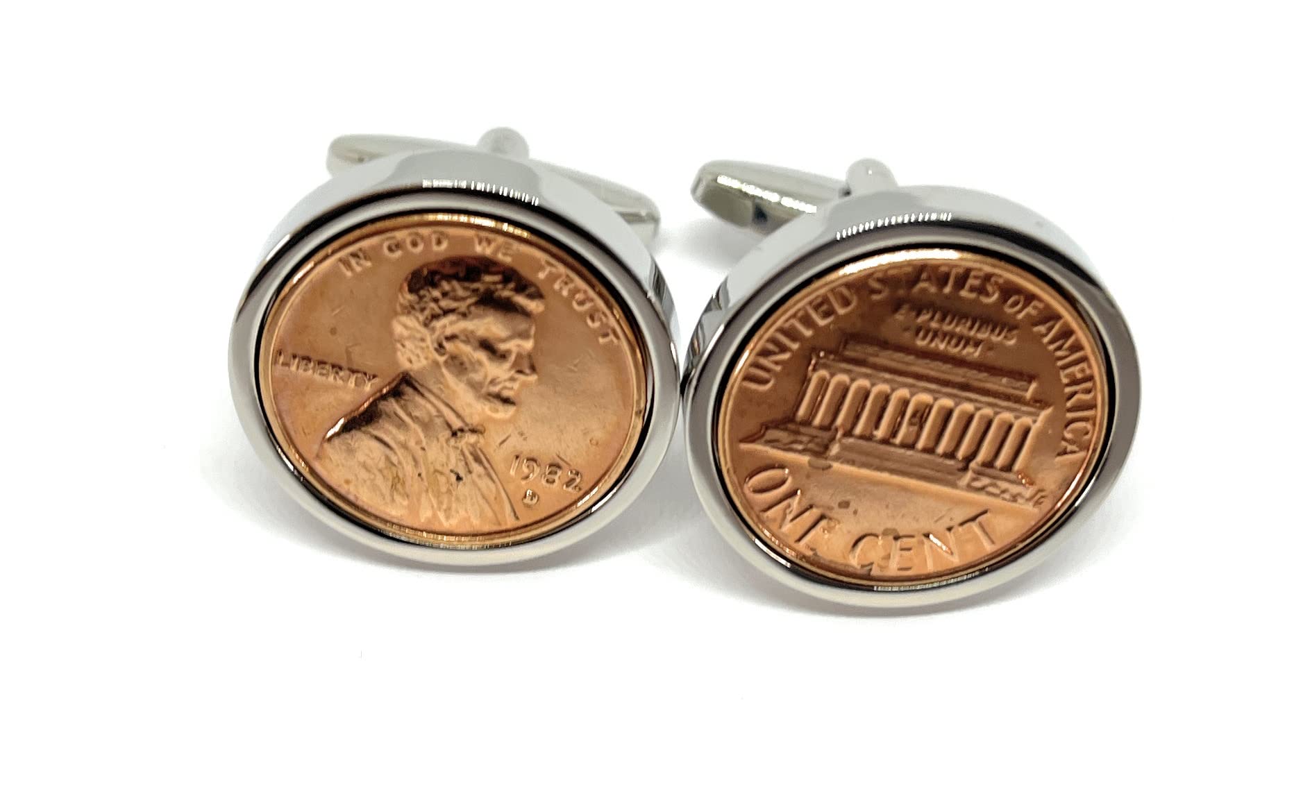 1982 44th Birthday/Anniversary American Lincoln Cent cufflinks - American Lincoln Cent cufflinks from 1982 for a 44th Birthday