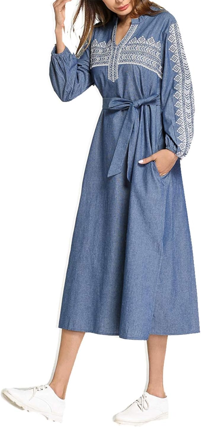 light blue denim dress