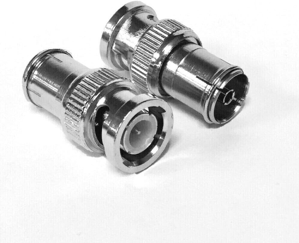 electrosmart Pair of BNC Male Plug to TV Aerial Female Coax/Coaxial Socket Adaptor/Convertor, Silver