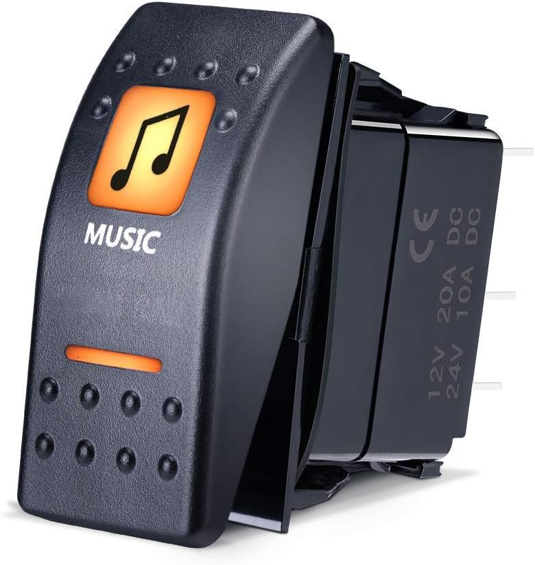 Radio Music Led Amber Rocker Switch that Fits RZR Polaris Can Am Maverick Defender X3
