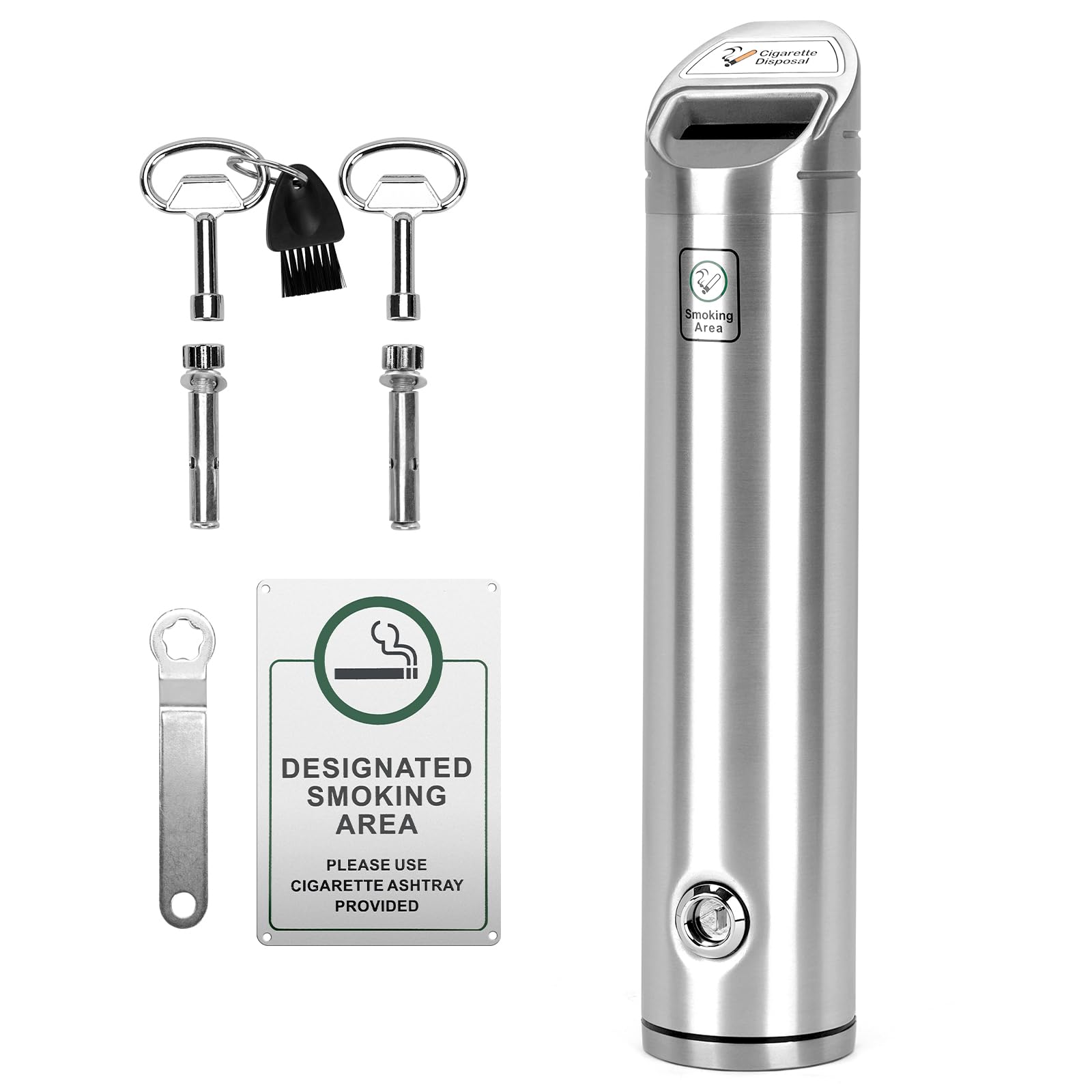 Lockable Wall Mounted Metal Ashtray. Space Saving Cigarette bin Suitable for Outdoor use in Communal Smoking Areas or Smoking Shelters at a Pub, bar, Office, Restaurant, café or Nightclub