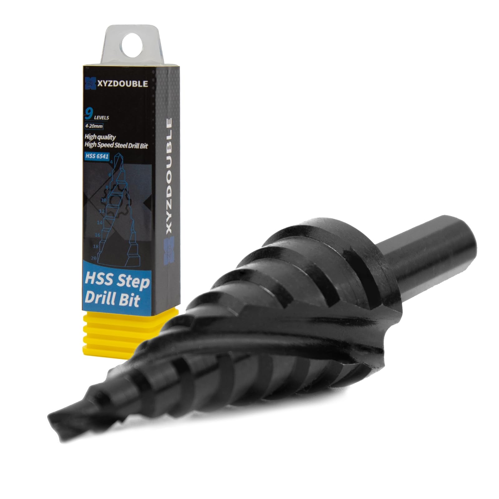 HSS Step Drill Bit 4-20mm High Speed Steel Step Cone Bits Hole Cutter Hex Shank Metric Double Slot Cone Cutting Drill for Wood Sheet Metal PVC Thin Metals