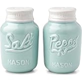 Comfify Aqua Blue Mason Jar Salt and Pepper Shakers &ndash; 3.5 oz Farmhouse | Decorative Mason Jar Decor, Vintage, Rustic, Shabby Chic, Sturdy Ceramic, Adorable