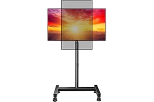 Perlegear Floor TV Stand with Mount for 26-50 inch TVs up to 55 lbs, TV Floor Stand with Rotation, Tilt, Level, Height Adjustable TV Stand for Bedroom/Living Room, Max VESA 300x300mm, PGFS12