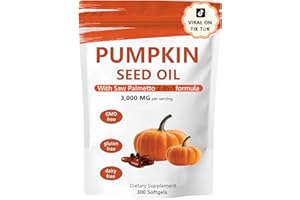 ARSYCHLL Ovela Pumpkin Seed Oil Capsules, 2 in 1 Pumpkin Seed Oil with Saw Palmetto for Hair Growth, 3000mg Per Serving, Cold Pressed, Supports Hair Heart Skin Supplement, Non-GMO, Gluten Free, 300 Softgels