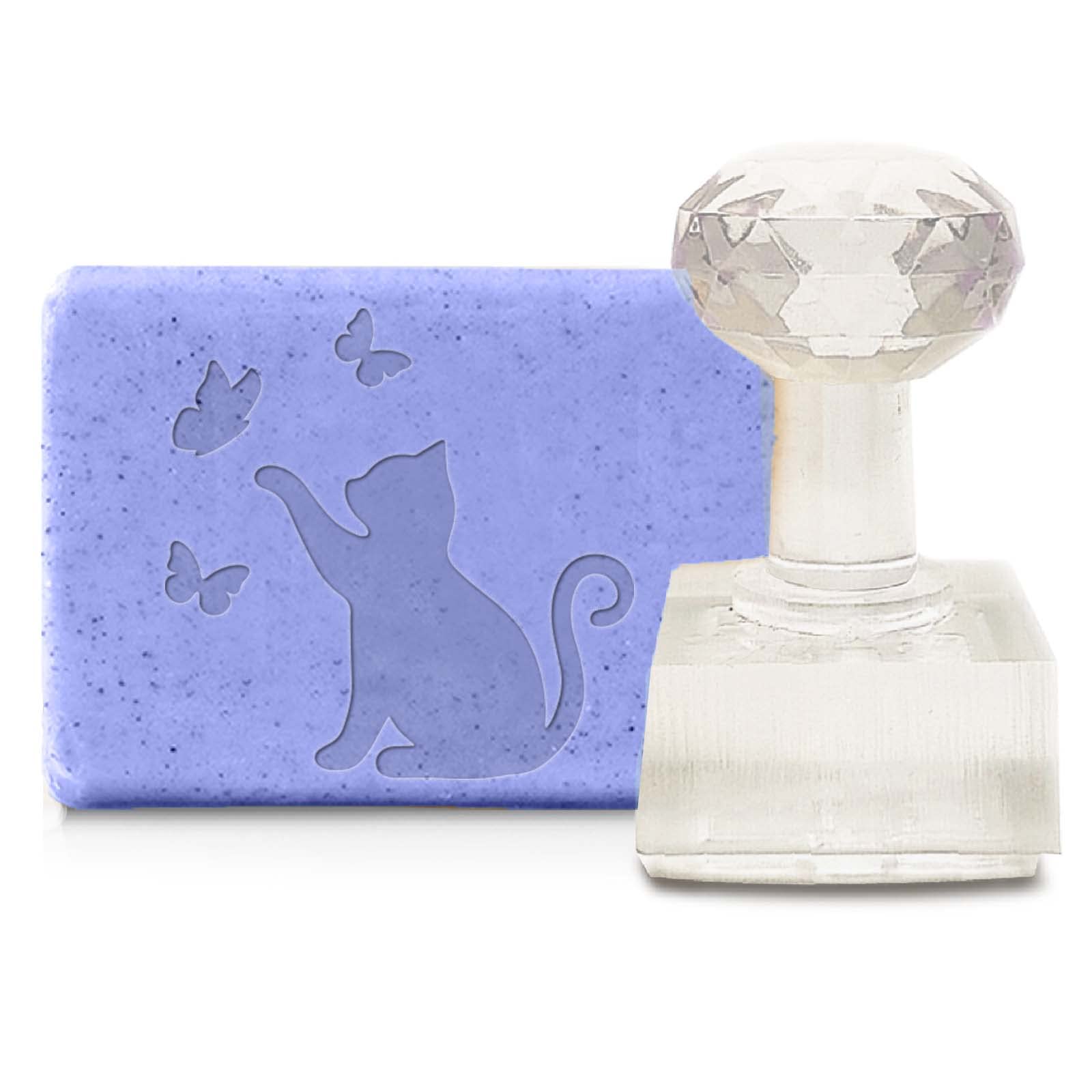 CRASPIRE Handmade Soap Stamp Cat DIY Acrylic Butterfly Embossing Chapter Imprint for Cookie Clay Pottery Biscuits Bridal Shower Gift