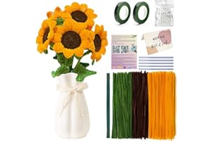 AHAMETON 480PCS Orange Pipe Cleaners Flower Kit with Floral Wires Floral Tape and Pearl Beads, Fluffy Pipe Cleaners Craft Supplies, DIY Flower Kit for Wedding Mother's Day Gift, Holiday Decoration