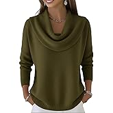 Barnrae Sweater for Women Knit Winter Clothes Casual Loose Sweaters Fall Fashion Cowl Neck Long Sleeve Trendy Pullover