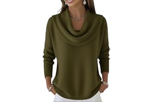 UDAUDU Womens Sweaters Winter Trendy Crew Neck Long Sleeve Knit Solid Color Top Sweater Loose Fit Blouses 2025