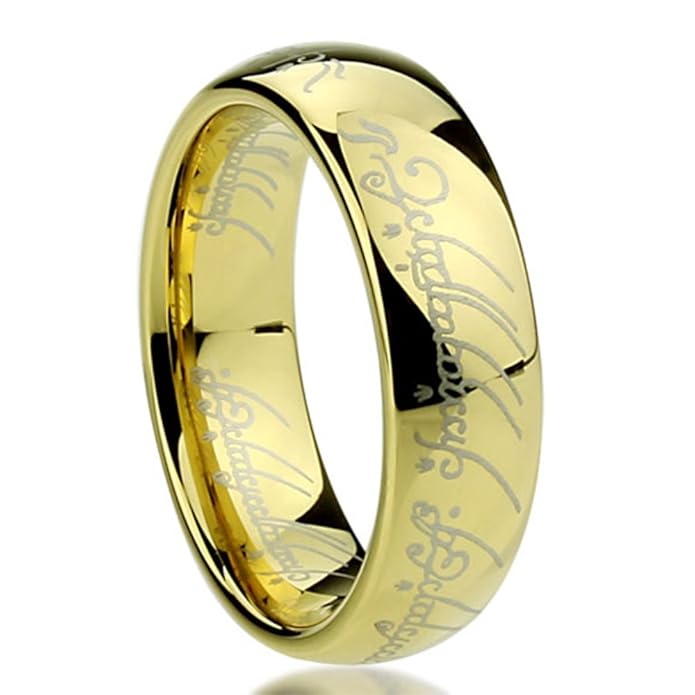 Petits Mercveilles D'amour Bague Alliance Seigneur des Anneaux Acier Inoxydable Ton Or Jaune