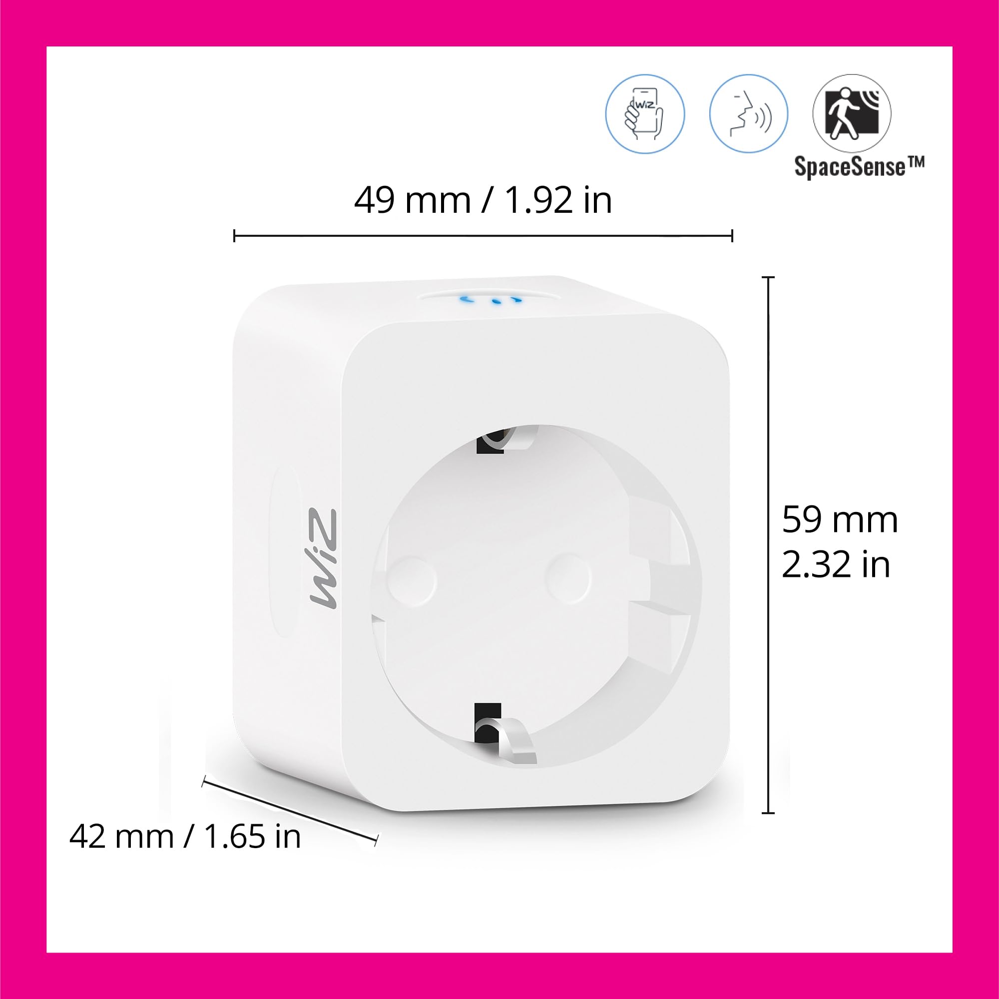 WiZ Smart Plug, Typ F, 230 V, einfache Einrichtung, Standardstecker, intelligente Steuerung, Sprachbefehle, mit Leistungsmesser, 1er-Pack 2